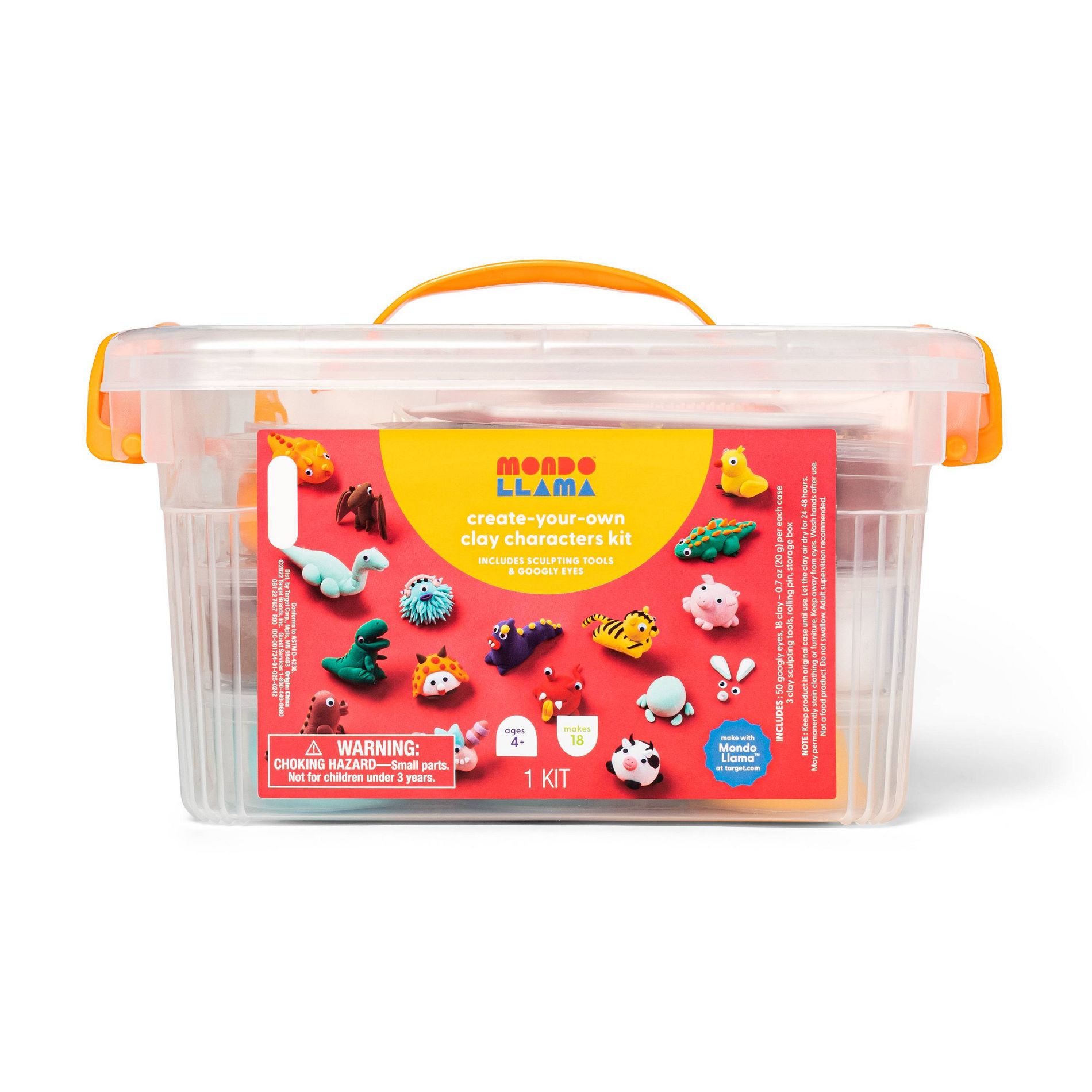 Clay Character Plastic Bucket Kit - Mondo Llama™: DIY Art Kit for Kids, Includes Clay, Tools, Ages 4+