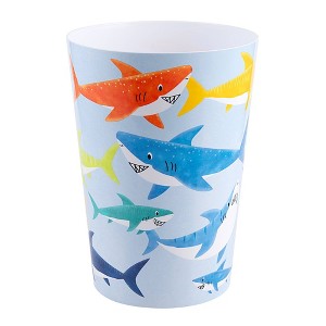 Allure Home Colorful Sharks Kids' Wastebasket - 1 of 4