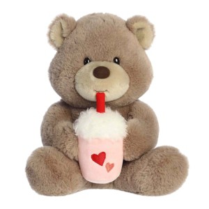 Aurora Small Latte Love Bear Valentine Heartwarming Stuffed Animal Iced Mocha 9" - 1 of 4