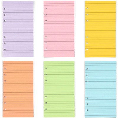 A6 Refill Paper for 6 Ring Binder & Journal, Lined 6 Hole Punch Inserts (6 Colors, Total 240 Sheets)