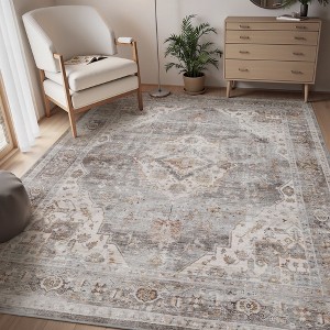 MontVoo Oriental Machine Washable Area Rug Gray - 1 of 4