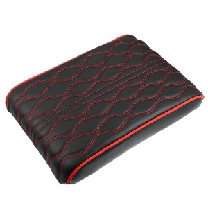 Unique Bargains Car Armrest Cushion Cover Center Console Box Pads Black Red - 1 of 4