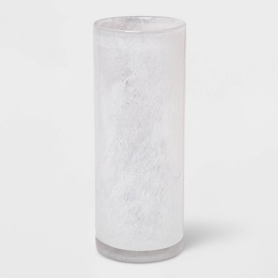 12" x 4.7" Seeded Cylinder Glass Vase White - Threshold™