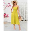 Women's Dress Casual Summer Spaghetti Strap Dress Button Down Sleeveless A Line Beach Swing Midi Sundress - 3 of 4