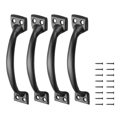 VEVOR Barn Door Handle, 4Pcs 6.5 in Rustic Fence Gate Handle, Rust-Resistant Coating, Heavy Duty Carbon Steel Outdoor Gate Handles,Black