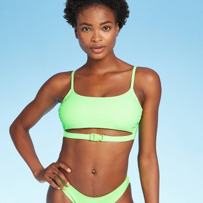 neon green buckle bikini