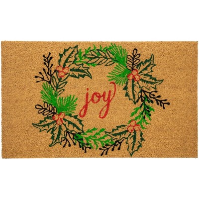 Christmas, Season of Giving Christmas Wreath Doormat 18 X 30, Outdoor/indoor,  Heavy Duty Recycled Rubber, Non-slip Backing, Winter 