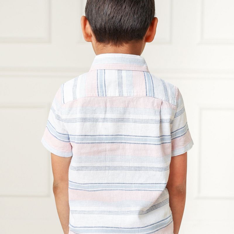 Hope & Henry Boys' Linen Short Sleeve Button Down Shirt, Kids, 4 of 9