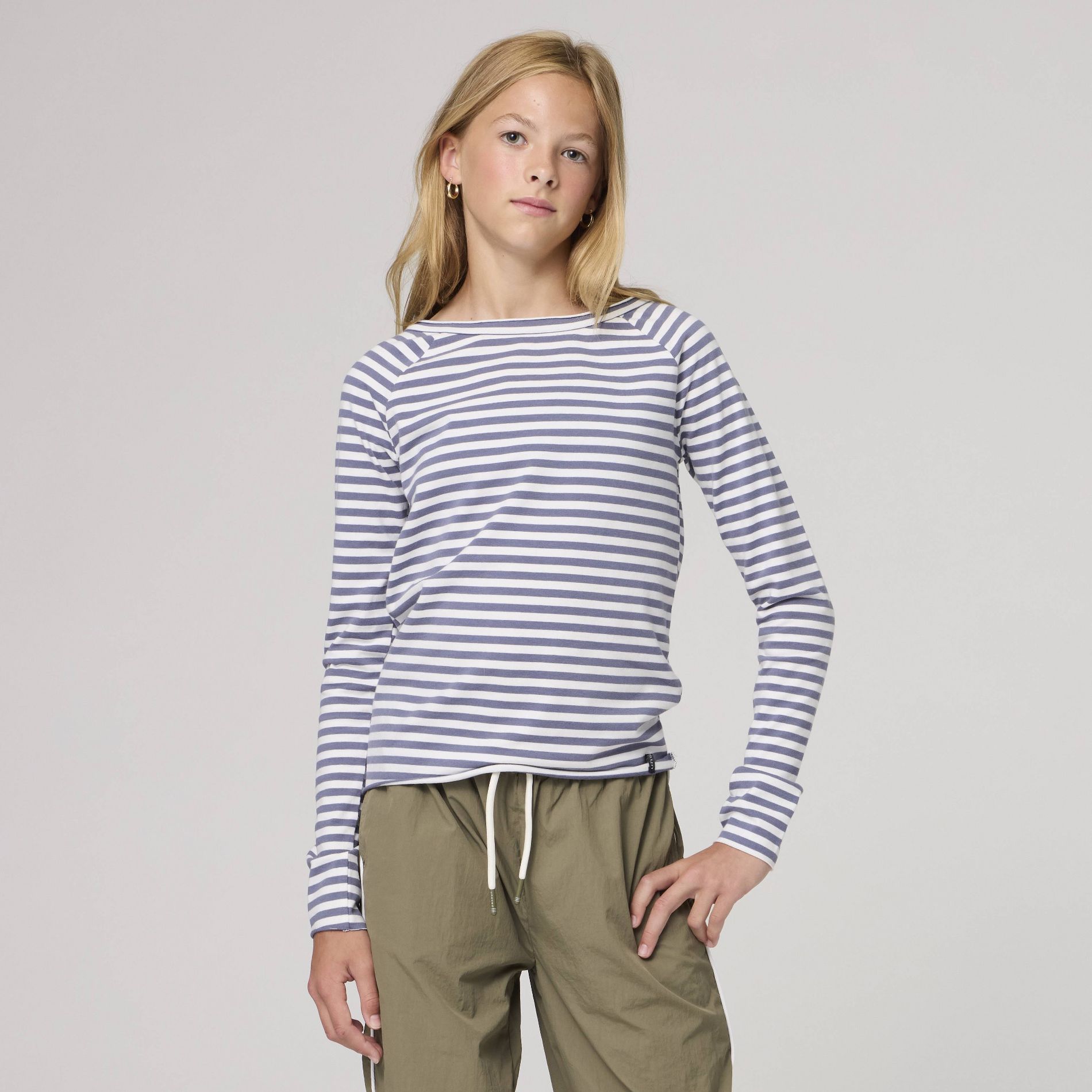 Pacsun Kids Girls' Striped Long Sleeve Boatneck Knit T-Shirt