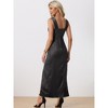 Allegra K Women's Ruched Front Elegant Wedding Guest Wide Straps Party Split Maxi Dress - 3 of 4