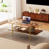 Tangkula 2-Tier Glass Coffee Table w/ Tampered Glass Tabletop & Open Storage Shelf - 3 of 4