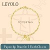 14K Gold Paperclip Link Bracelet with Cross & Virgin Mary Charm, Adjustable 17/19/21 cm Faith Jewelry for Women - 2 of 4
