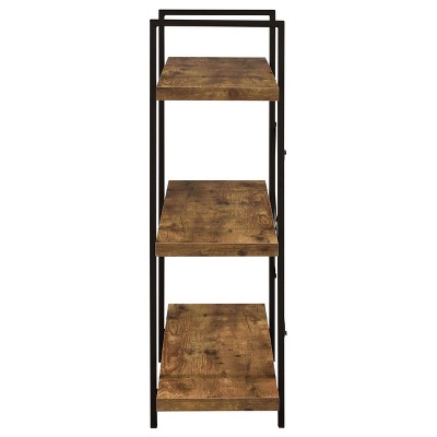Transitional Black and Brown Wood 3-Shelf Bookcase