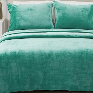 Solid Velvet Plush Fleece Sheet Set - Great Bay Home - 1 of 4