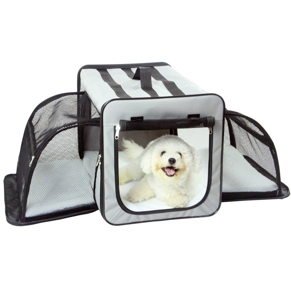 Photos - Pet Carrier / Crate Pet Life Capacious Dual-Expandable Wire Folding Collapsible Travel Dog Cra 