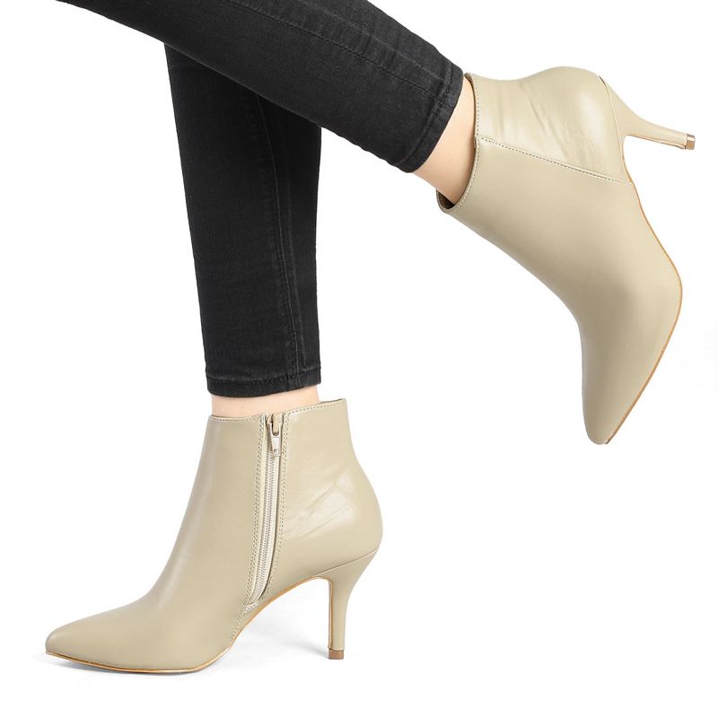 Allegra K Women's Pointed Toe Zipper Stiletto Heel Ankle Boots, 2 of 7