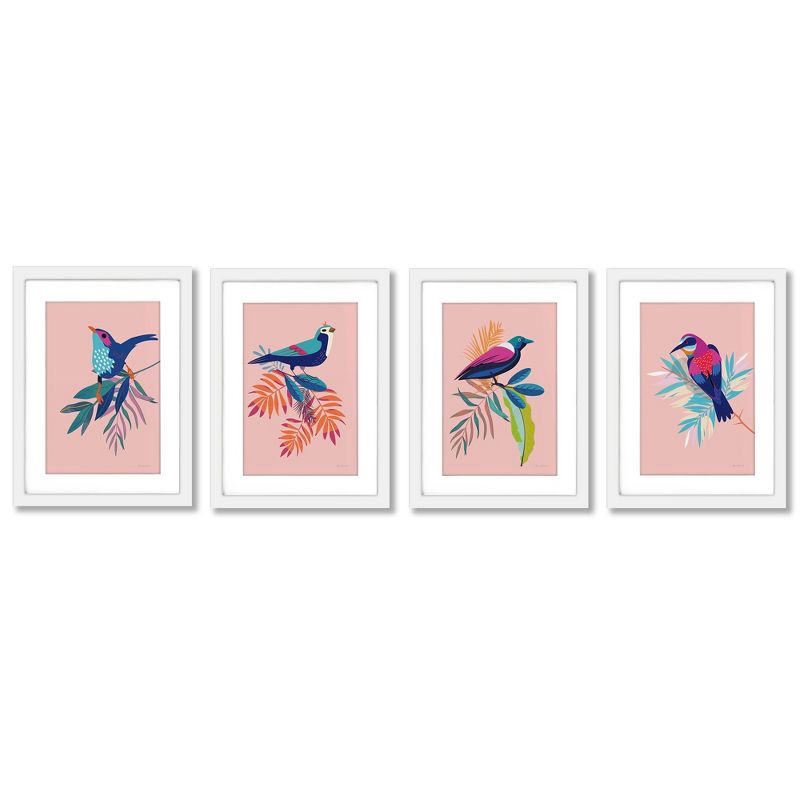 Americanflat Animal Botanical Exotic Birds By Omar Escalante Set Of 4 Framed Wall Art Set, 1 of 4