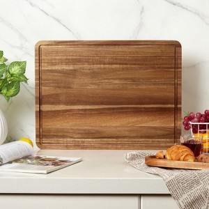 20"x15" Acacia Wood Cutting Board, Extra Large Cutting Board with Grip Handles and Juice Grooves, 1.3" Thick, Durable, Reversible, Knife Friendly - 1 of 4