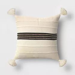 Textured Outdoor Throw Pillow Ivory/Black - Threshold™