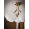 Mitzi Estee 3 - Light Semi-Flush Mount in  Aged Brass White Shade - 3 of 4