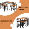 Tangkula 7PCS Patio Rattan Bar Set with Umbrella Hole Wood High-Dining Bistro Set with 6 Bar Stools for Poolside&Garden - 4 of 4