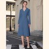 INSPIRE CHIC Women's Notch Lapel Wrap Neck Long Sleeve A-Line Midi Pleated Dress - 2 of 4