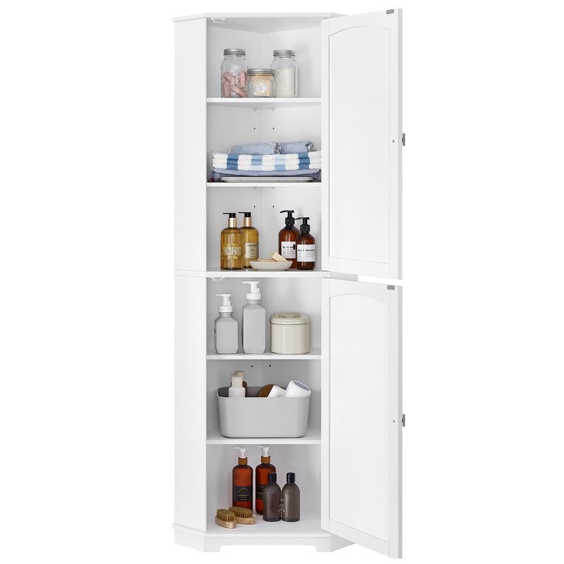 VASAGLE Tall Corner Cabinet, Bathroom Storage Cabinet with 2 Doors and 4 Adjustable Shelves,White, 2 of 9