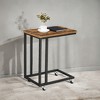 C Shaped End Table TV Tray End Table, C Shaped TV Tray With Metal Frame Rolling Casters TV Tables For Living Room For Eating Bed Table Tray - 2 of 4