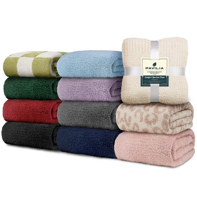 Deep Red Plush Knit Reversible Throw Blanket