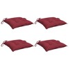 vidaXL Oxford Fabric Seat Cushions - 4 pcs Set, Wine Red Color, 15.7"x15.7"x2.8" Size, PP Hollow Fiber Filling, Lightweight - 3 of 4