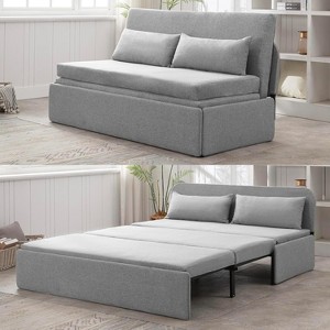 Mjkone Queen Size Pull Out Sofa Bed, 2-in-1 Modern Pull Out Linen Sleeper Sofa Couch - 1 of 4