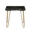 22" Square End Table with Marble Top and Metal Tube Legs for Luxury Living Room - 3 of 4