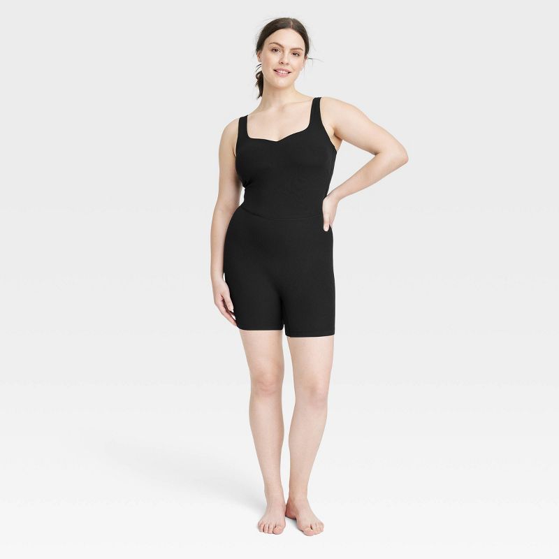 Women's Brushed Sculpt Rib Short Active Bodysuit - All In Motion™, 3 of 6