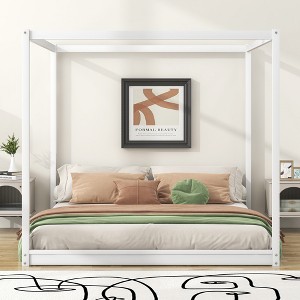 ModernLuxe Queen/King Size Canopy Platform Bed Frame - 1 of 4