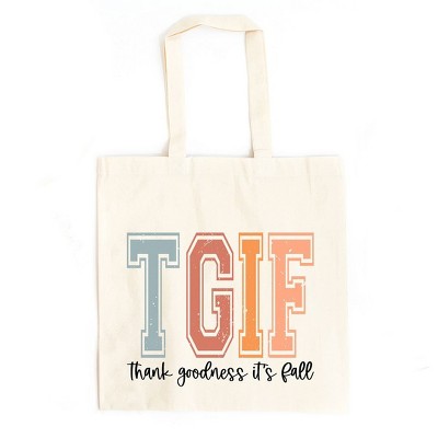 City Creek Prints Thank Goodness It's Fall Canvas Tote Bag - 15x16 - Natural