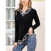 WhizMax Women's Long Sleeve Contrast Collared Shirts Patchwork Work Blouse Tunics Tops - 2 of 4