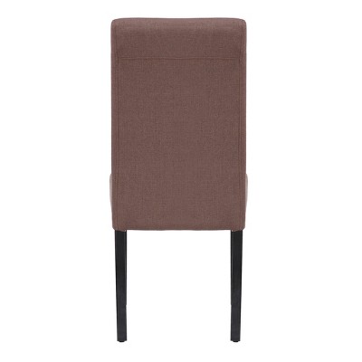 Brown Upholstered Parsons Dining Side Chair with Black Wood Legs