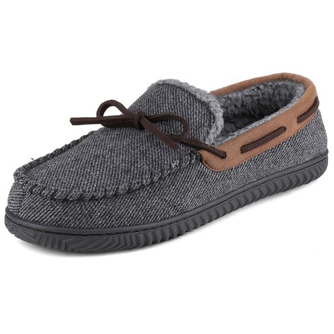 Men s Samuel Faux Shearling Lined Moccasin Slipper Size 13 Us Men Dark Gray Target