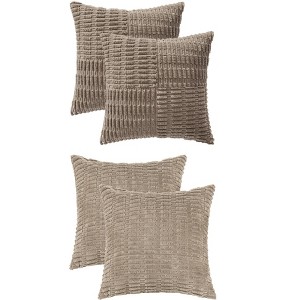 REGALWOVEN 4 Pcs Solid Corduroy Modern Throw Pillow Covers 18" x 18" - 1 of 4