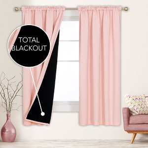 Deconovo ModernLuxury BlackOut RodCurtains For LivingRoom or BedRoom，Easy Clean,2Panels - 1 of 4