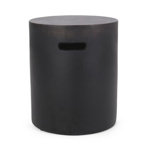 Vynxaria Patio End Tables - 18.5-Inch Black Outdoor Lightweight Concrete Side Table - 1 of 4