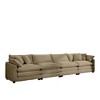 Modern Upholstered 4 Seater Fabric Sofa with Comfortable Back Cushions, Seat Cushions and Pillows, Light Beige Corduroy Sofa , - 3 of 4