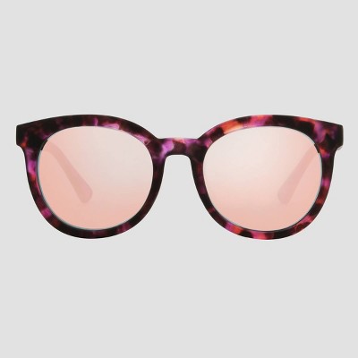 Women's Plastic Round Sunglasses with Mirrored Lenses - All In Motion™ Pink/Tortoise Print