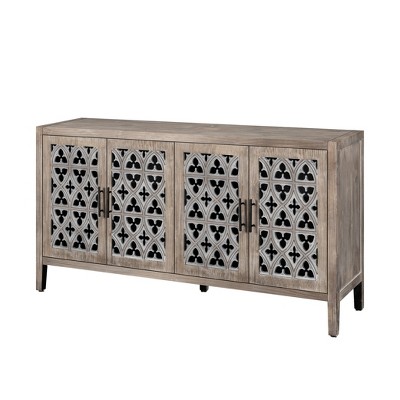 Vynxaria  4-Door Antique Cabinet ¨C American Country Style, Adjustable Storage for Living Room, TV Area, Kitchen