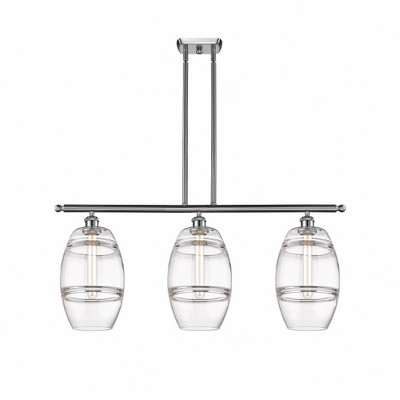 Vaz - 3 Light Stem Hung Island In Industrial Style-10.38 Inches Tall and 36 Inches Wide