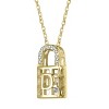 Guili 14K Yellow Gold Initial Lock Pendant with Cubic Zirconia Accents, A Modern Chic Design for Effortless Elegance and Personalized Style - 2 of 2