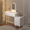 Makeup Vanity Desk with Mirror and Lights, Modern White Vanity Table with 2 Drawers & Adjustable 3-Drawer Cabinet, Wood Dressing Table for Bedroom - 3 of 4