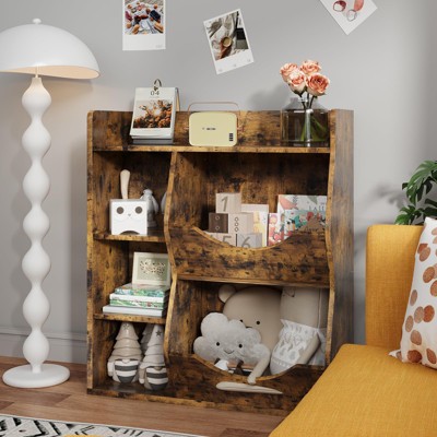 Whizmax 3-Tier Kids Bookshelf - Double-Sided Toy Organizer with 5 Compartments, for Toys & Books in Bedroom, Living Room, Kindergarten