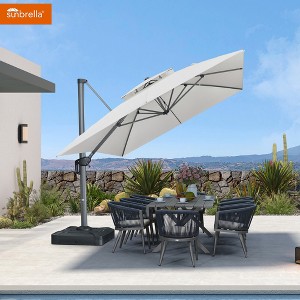 PURPLE LEAF Outdoor Cantilever Umbrellas with Base Large Patio Umbrella Offset Umbrella 360 Degree Rotation - 1 of 4