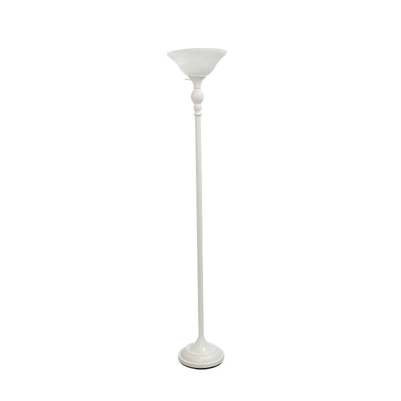 1-Light Torchiere Floor Lamp with Marbleized Glass Shade - Elegant Designs, 1 of 12